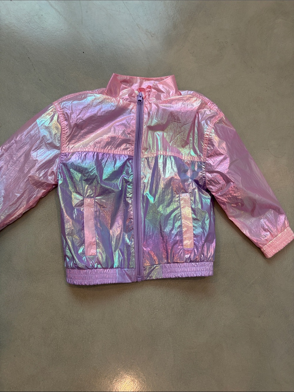 Girls' Iridescent Pink Windbreaker Rain Jacket